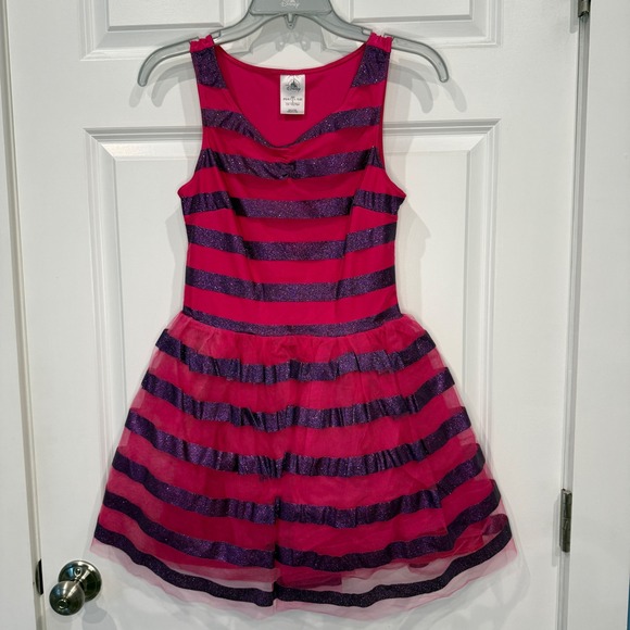 Disney Cheshire Cat Striped Costume Dress Pink Purple Glitter Womens Size XXS - Picture 5 of 10
